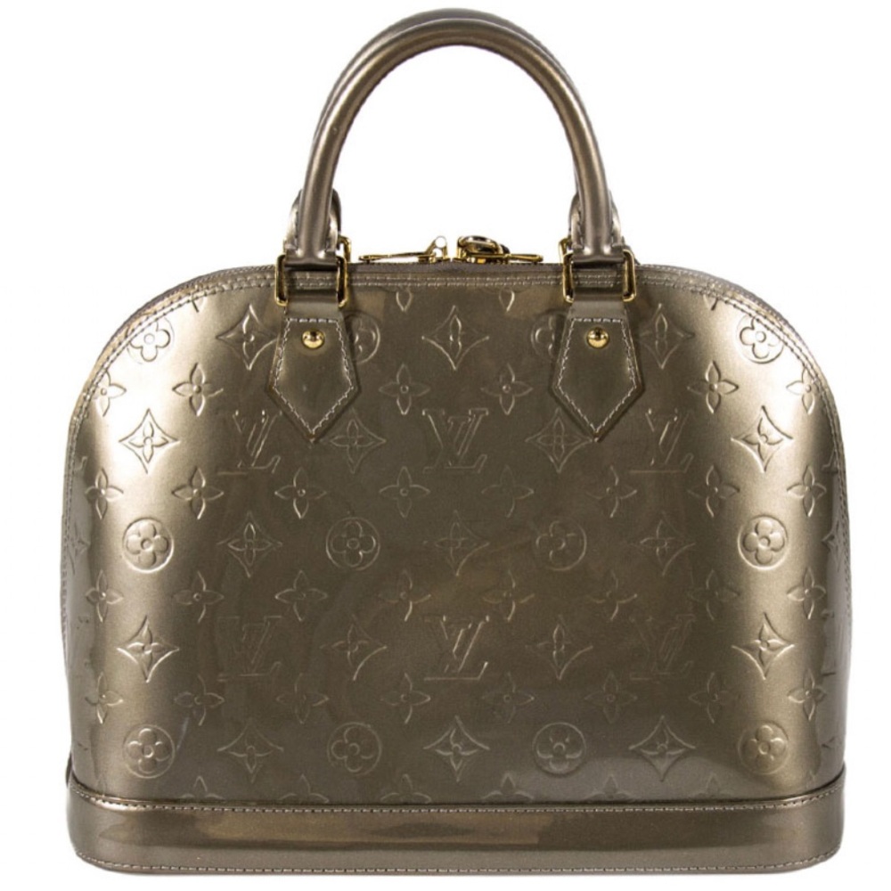 Louis Vuitton bronze bag Alma PM Vernis Metallic olive Gold Khaki Tote Handbag